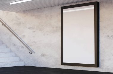3D Illustration. Metro istasyonundaki boş reklam panosu posterinin bir kopyası. Reklam ve markalaşma konsepti.