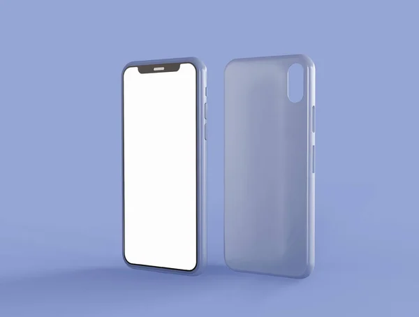 Εικονογράφηση Mockup Του Smartphone Λευκή Οθόνη Και Κενή Θήκη Τηλεφώνου — Φωτογραφία Αρχείου