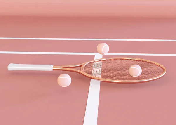 Illustration Tennisracket Och Bollar Abstrakt Tennis Bakgrund Minimalistiskt Koncept Idrottsbegreppet — Stockfoto