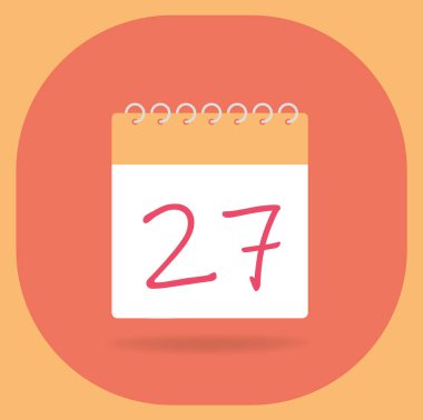 Vektör çizimi. 27. tarihli basit takvim. Takvim simgesi ve planlayıcı kavramı.