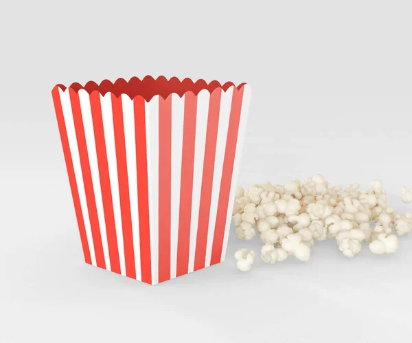 Illustration Seau Rouge Blanc Avec Pop Corn Volant Hors Celui — Photo