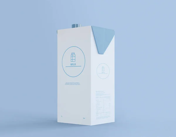 3D Illustration. Realistic milk packaging on isolated background. Milk carton box. Nutrition and food concept.
