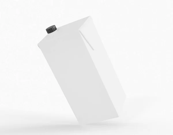 3Dイラスト 単離された背景に空の牛乳包装モックアップ 牛乳パックボックス 栄養と食の概念 — ストック写真