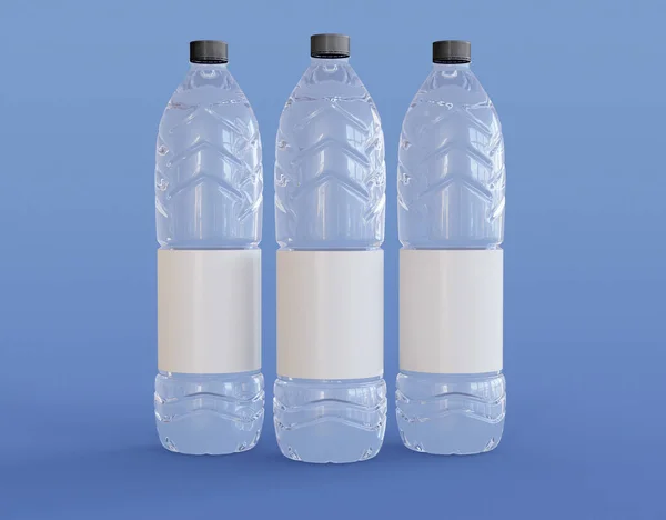 3D说明 一套三只水瓶模仿孤立的背景 现实地喝水瓶 饮料概念 — 图库照片