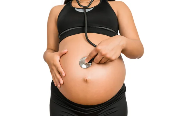 청진기를 임산부의 사진이 아기의 있습니다 어머니의 — 스톡 사진