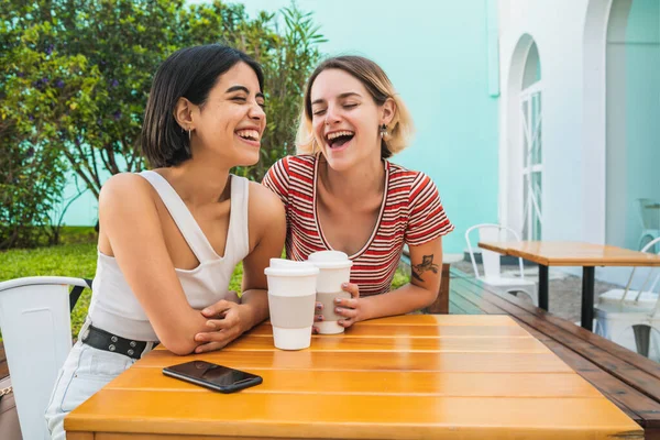 Retrato Pareja Lésbica Amorosa Pasando Buen Rato Juntos Teniendo Una — Foto de Stock