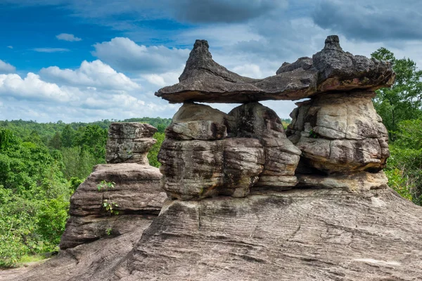 Beautiful Rock Formation Phu Pha Thoep National Park Province Mukdahan — Stock Photo, Image