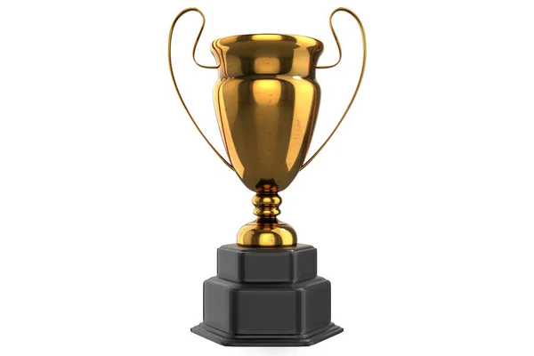 Rendering Golden Trophy Reflection Isolated White Background Clipping Paths — Stock Photo, Image