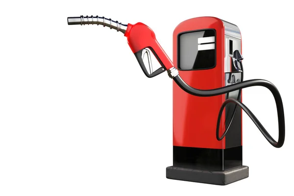 benzin dispenser pompalar izole kırpma yollarını beyaz zemin üzerine kırmızı gaz tabancayla 3D render.