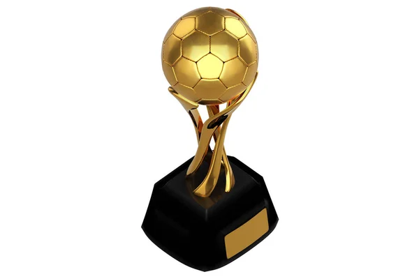 Návrh Koncepce Izometrické Vykreslování Zlatý Fotbalové Trofeje Izolovaných Bílém Pozadí — Stock fotografie