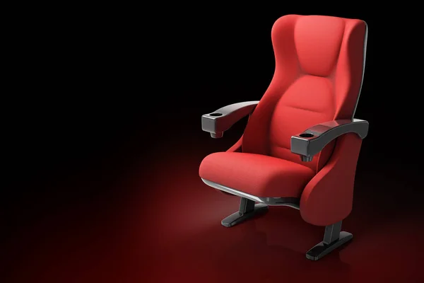 3D render izole kırpma yollarını siyah zemin üzerine kırmızı tiyatro koltuk.