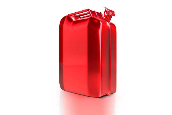 3D render yan görünüm izole kırpma yollarını beyaz zemin üzerine kırmızı Jerry can retro benzin teneke kutu.