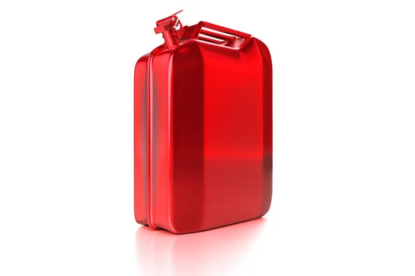 3D render yan görünüm izole kırpma yollarını beyaz zemin üzerine kırmızı Jerry can retro benzin teneke kutu.