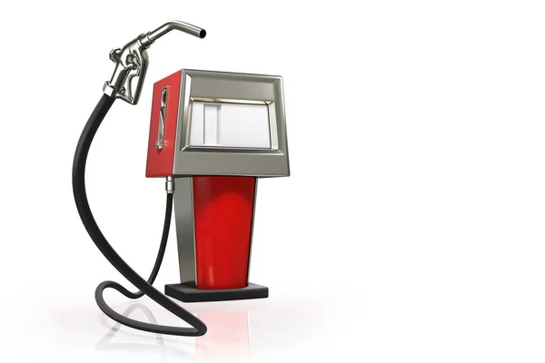 retro benzin dispenser pompalar izole kırpma yollarını beyaz zemin üzerine kırmızı bir gaz tabancasıyla 3D render.