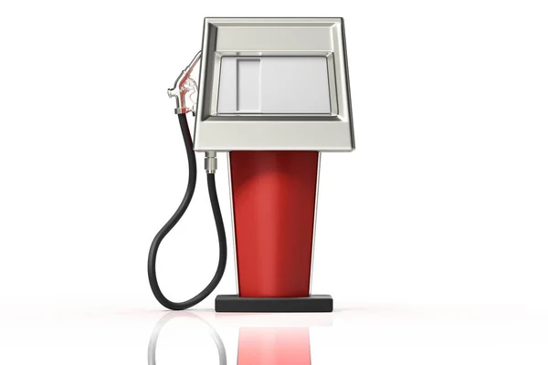 赤のレトロなガソリン ディスペンサー ポンプ クリッピング パスと白い背景で隔離の レンダリングのフロント ビュー — ストック写真