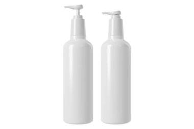 3D render Cilt Bakımı birtakım plastik şişe izole kırpma yollarını beyaz zemin üzerine beyaz.