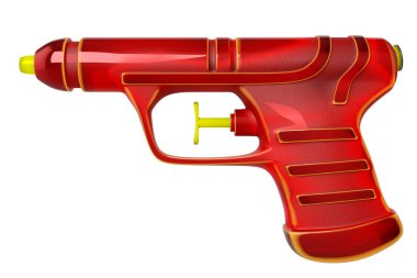 Kırmızı tabanca su tabancası 3D render Songkran Festivali, isol için