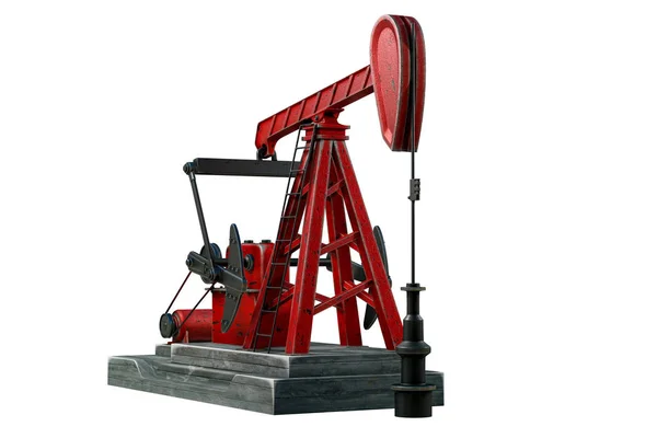 3d rendering of oil pump jack or nodding horse pumping unit, iso — Stock Photo, Image