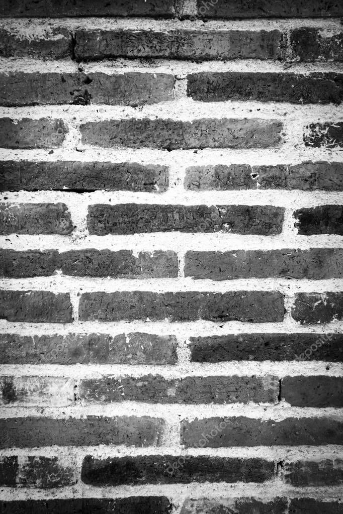 Old brick of wall, White and Black color.