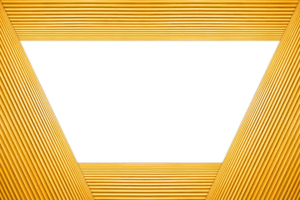 Yığılmış yamuk çerçeve ışık kahverengi ahşap izole beyaz arka plan üzerinde.