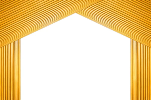 Yığılmış Pentagon çerçeve ışık kahverengi ahşap izole beyaz arka plan üzerinde.