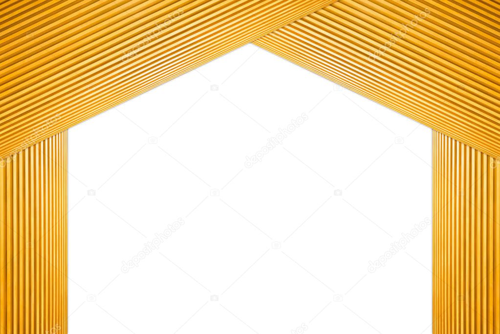 Stacked Pentagon Frame Light Brown Wooden Isolated on white background.