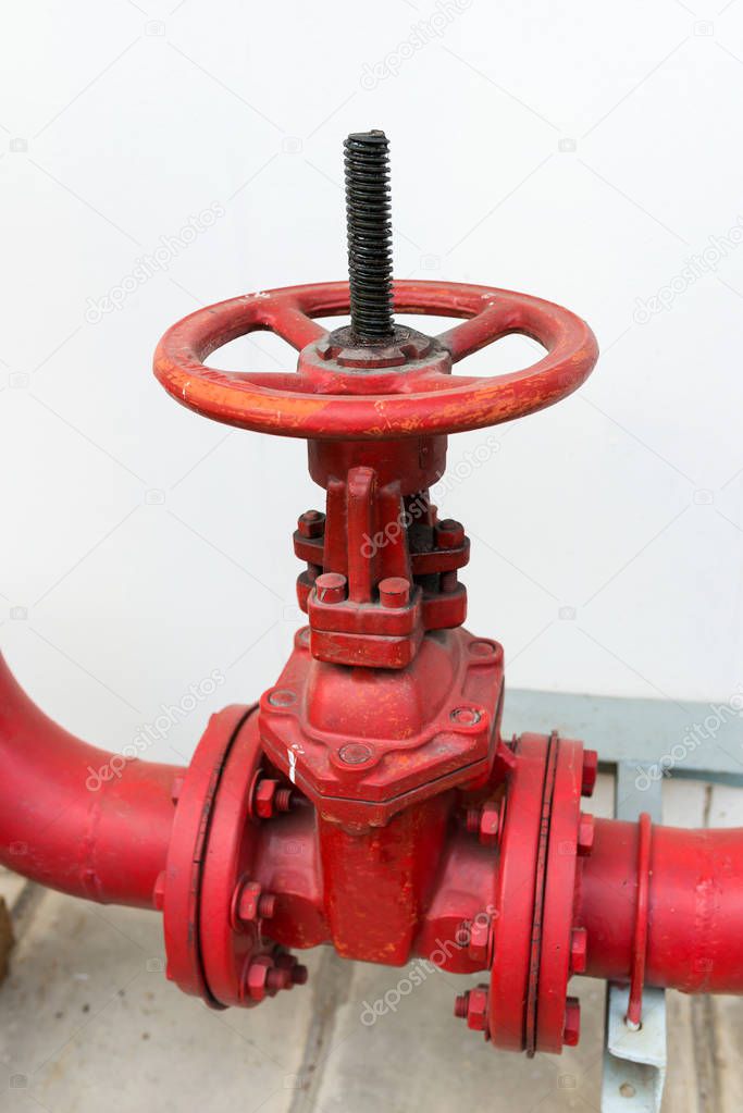 Water valve fire old, red color.