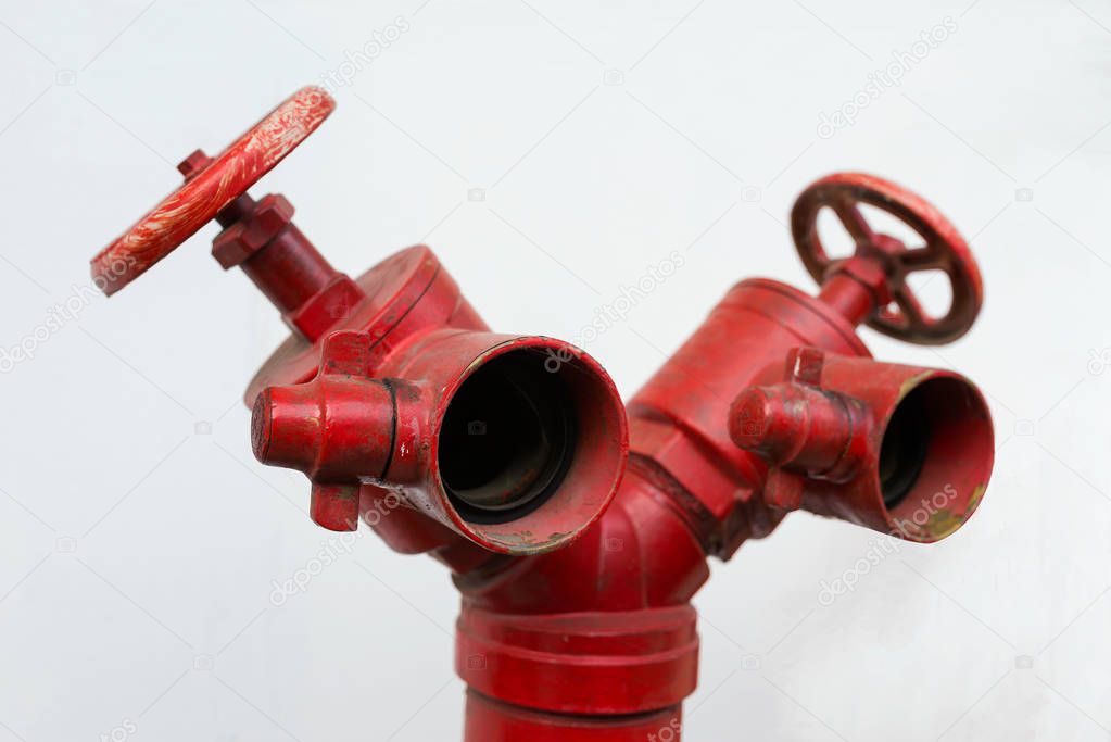 Water valve fire old, red color.