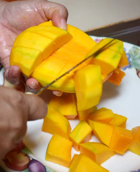 Reife Mangostücke Aus Nächster Nähe — Stockfoto