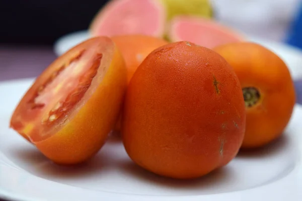 Primo Piano Pomodoro Fette — Foto Stock