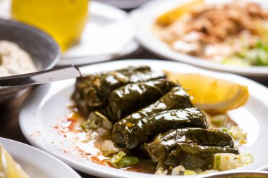 Stuffed vine leaves with (lebanese cuisine clipart