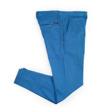 Mavi adam pantolonu beyaz arka planda izole edilmiş. 