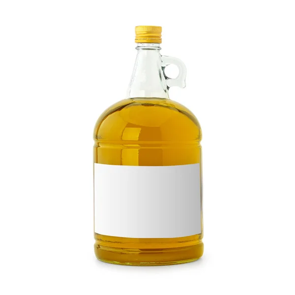 Olijfolie Fles Met Blanco Etiket Geïsoleerd Witte Achtergrond — Stockfoto