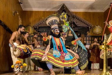 Fort Kochi, India  16th November 2017: A Kathakali performance. A Traditional Hindu play performed in Cochin India. clipart