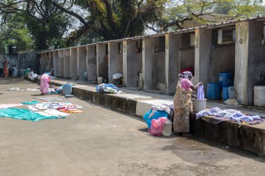 Fort Kochi, Hindistan - 16 Kasım 2017: Dhobi Khana, bir meşgul geleneksel el Çamaşırhane, Fort Cochin Hindistan.