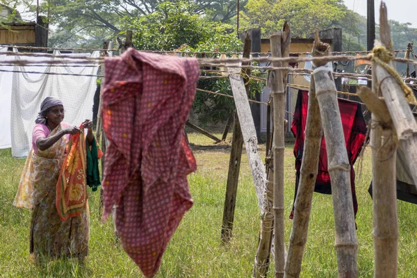 Fort Kochi, Hindistan - 16 Kasım 2017: Dhobi Khana, bir meşgul geleneksel el Çamaşırhane, Fort Cochin Hindistan.