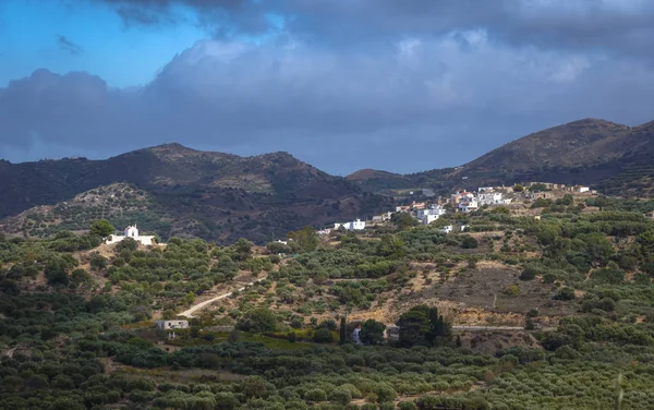 Mountain Side Town Mesa Mouliana Crete Perto Sitia — Fotografia de Stock