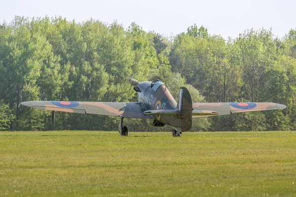 Biggleswade Reino Unido Maio 2018 Hawker Hurricane Vintage Aircraft Preparing — Fotografia de Stock