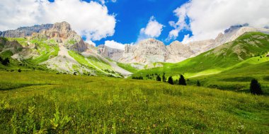 Fuciade valley at the San Pellegrino Pass, in the Italian Dolomites clipart