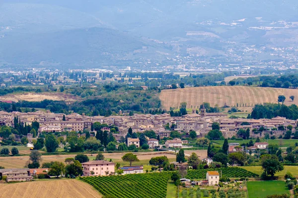 Bevagna Talya Umbrian Kırsal Dalmış Bir Ortaçağ Kasaba Görünümünü — Stok fotoğraf