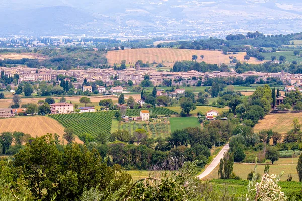 Bevagna Talya Umbrian Kırsal Dalmış Bir Ortaçağ Kasaba Görünümünü — Stok fotoğraf