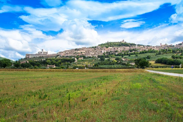 Assisi Panorámája Közismert Hogy Város Ahol Szent Ferenc Olaszország Védőszentje — Stock Fotó