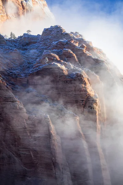 Snowy Foggy Zion Stock Image