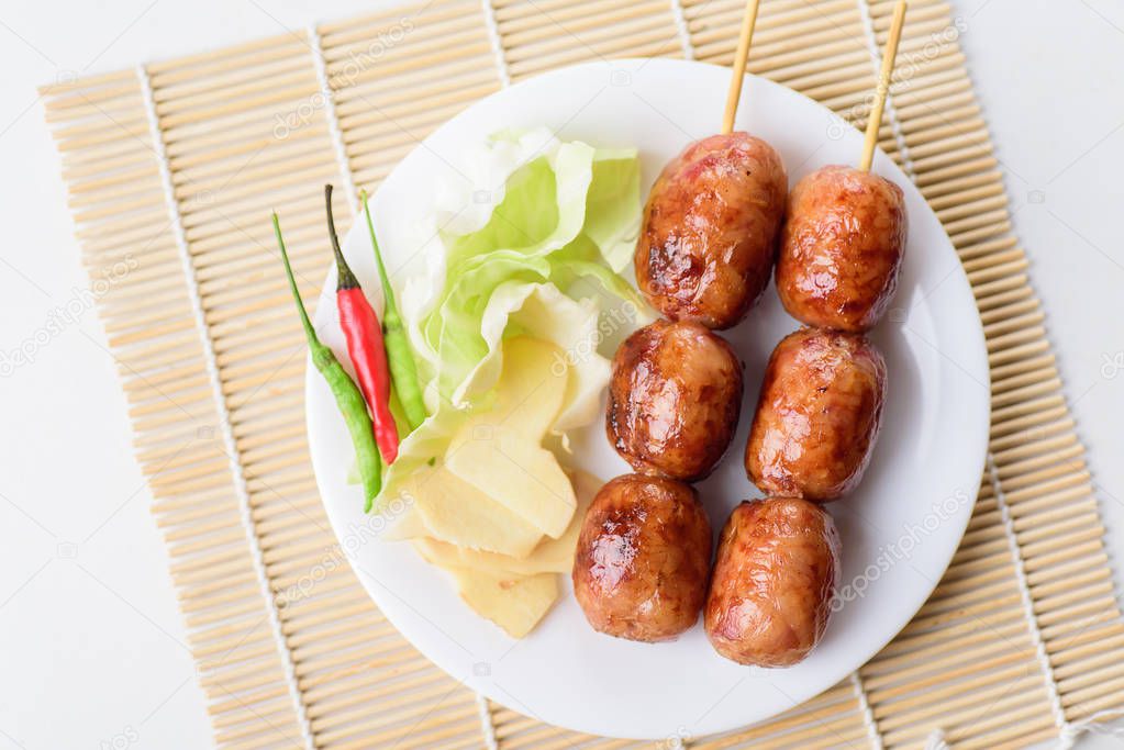 Thai sausage (Isan sausage), popular Northeastern food in Thailand