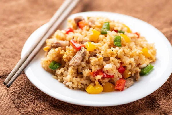 Fried Rice Vegetables Pork Asian Cuisine — Stock Photo, Image