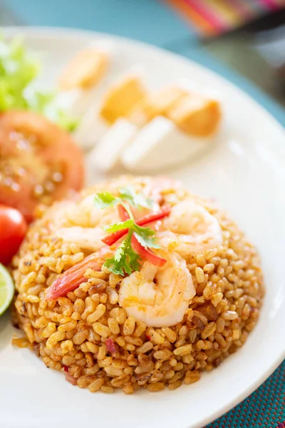 Arroz Frito Picante Con Camarones Comida Tailandesa — Foto de Stock