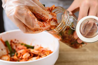 Kimçi lahana pişirme ve fermantasyon litre klemp kavanozu, Kore yemeği