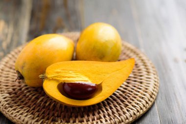 Eggfruit ya da canistel, Thai meyvesi, Xiantao, Lamut Khamen ya da Mon khai gibi Tayland dillerinde