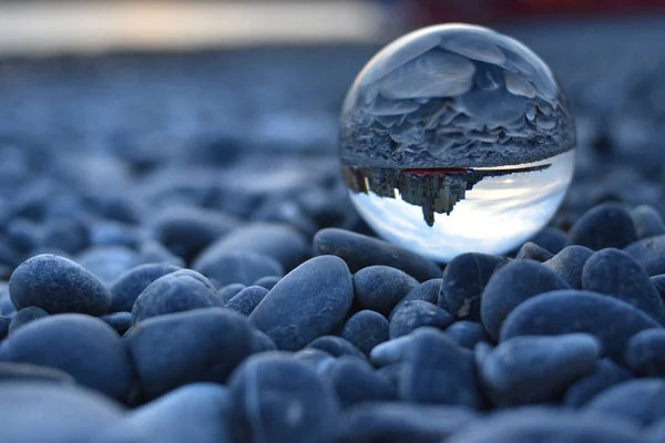 Paisagem Marinha Vista Através Lensball — Fotografia de Stock