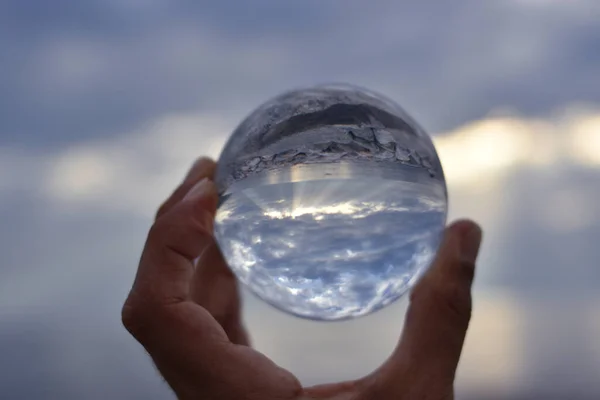 Seascape Seen Lensball — Stock Photo, Image